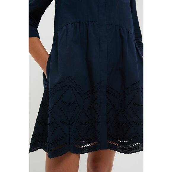 TUCKERNUCK Navy Eyelet Royal Shirt Dress Size L NWT Retail $188 Tuckernuck - Picture 5 of 7